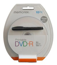 600 Memorex 16X DVD-R 4.7GB White Inkjet Hub