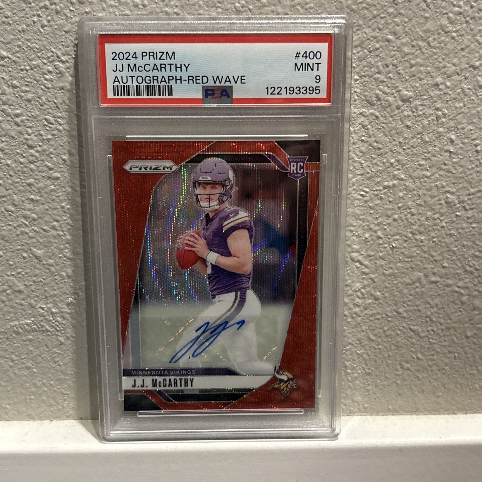 JJ McCarthy 2024 Prizm #400 Rookie Autographs - Red Wave /149