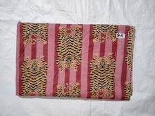 Indian Cotton Hand Block Peach Tiger Dressmaking, Sewing Running Fabric 7 YD US