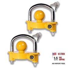 Trailer Coupler Lock - 2 Pc. Premium Quality Yellow Universal Anti-Theft