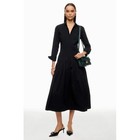 Polo Ralph Lauren Black Long Sleeve Day Shirt Dress Pleated Midi Sz 6