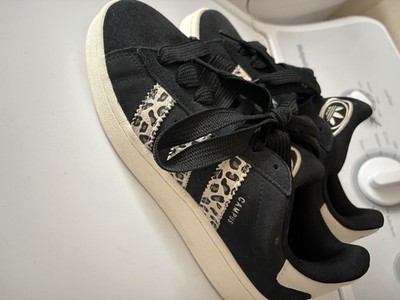 adidas Campus Low Top Lace-Up Sneakers Black/White Leopard Print ID7030