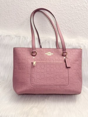新品✨️Coach Signature Leather Pink Totebag NWT Coach CDL99 Station Tote Bag In Signature Leather PEONY Gold