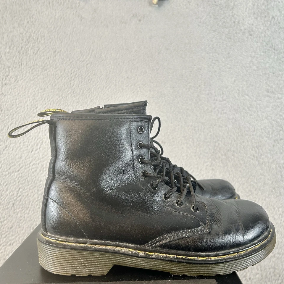 Dr. Martens Docs 1460 J 战斗靴青少年尺寸 3 黑色皮革侧拉链 — 第 3/4 张图片