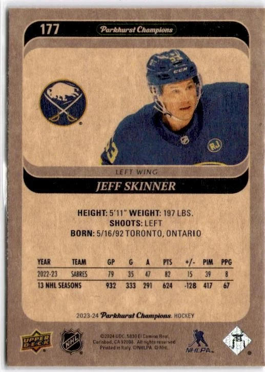 2023-24 Parkhurst Champions #177 Jeff Skinner - Image 2 of 2