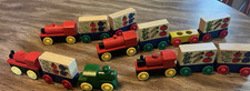 Magnetic Set Wooden Wood Train Cars Lot Engines Cars, Removable Fruit Veg