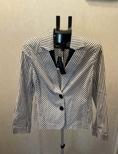 NWT Jones New York Signature Womens Striped Mitered Blazer Sz 10 Navy red