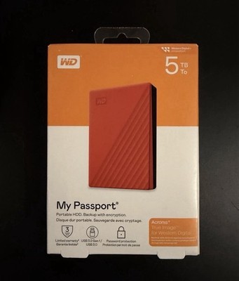 Western Digital My Passport 5TB Portable External HDD Hard Drive Red USB 3.0