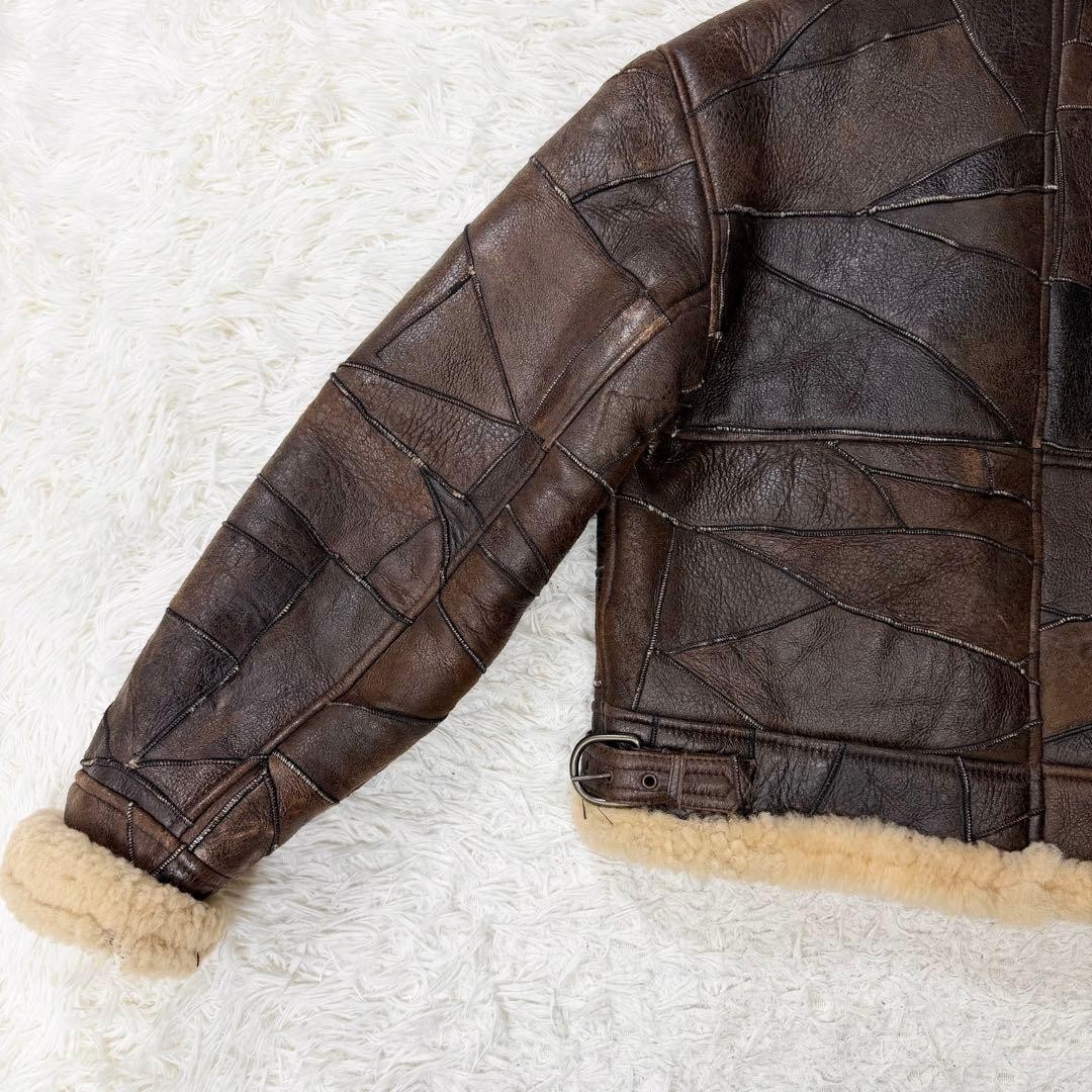 [Rare piece] Real shearling jacket patchwork belt… - image 11