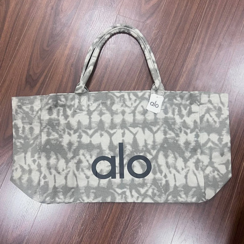 ALO Yoga Gray Tie Dye Canvas Tote Bag Large Gym Travel Shopper Carryall NWT