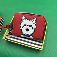 Marc Tetro Westie Red Wallet With Wristlet Strap NWT In Original Box