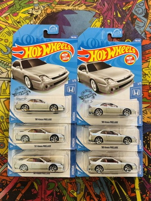 #ad 2020 HOT WHEELS 1:64 HW HONDA 1 5 SILVER #x27;98 HONDA PRELUDE #166 250 Set Lot X6 $43.95