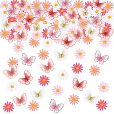80 Pcs Embroidered Iron on Patch, Butterfly Daisy Flower Iron on Patches Set,...
