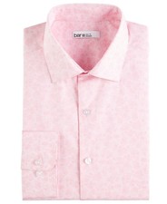 Bar III Dress Shirt Men Size S 14/14.5 Pink Slim Fit Floral Organic Cotton 65