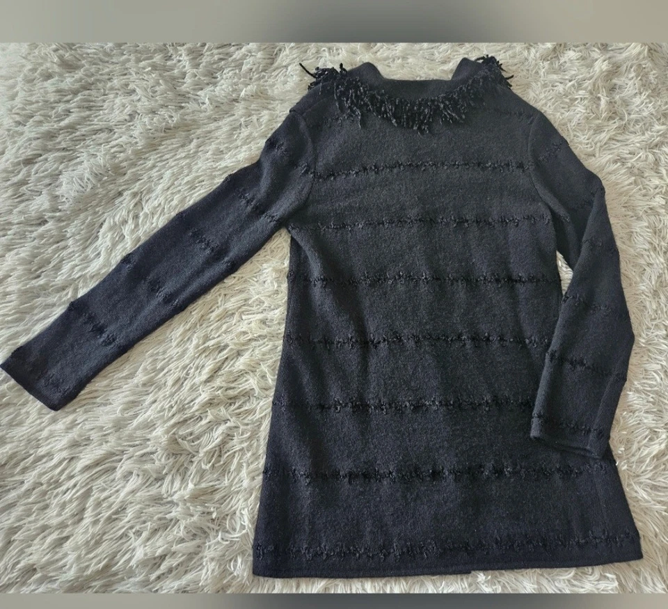 Cárdigan Suéter Vintage Fendi Apliques Cosido Flecos Cuello Negro Para Mujer 42 8 Foto 4 de 4