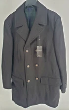 Lauren Ralph Lauren Coat Mens 40 Long Black Wool Blend Peacoat Classic Fit Luke