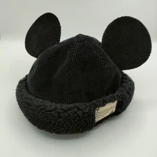 Tokyo Disney Resort Mickey Mouse Ears HeadBand Fluffy Cap Boa Hat Black Used