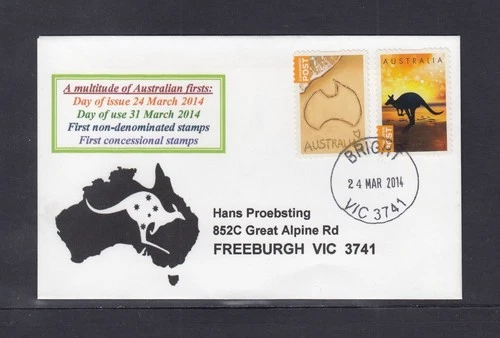 Australia 2014 24 March NVI Concession Stamp FDC Bright, Victoria