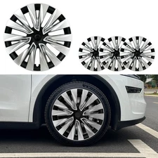 19 Inch Design for Model Y 2020-2024 HubCaps New Turbine Style 4Pcs Silver Black