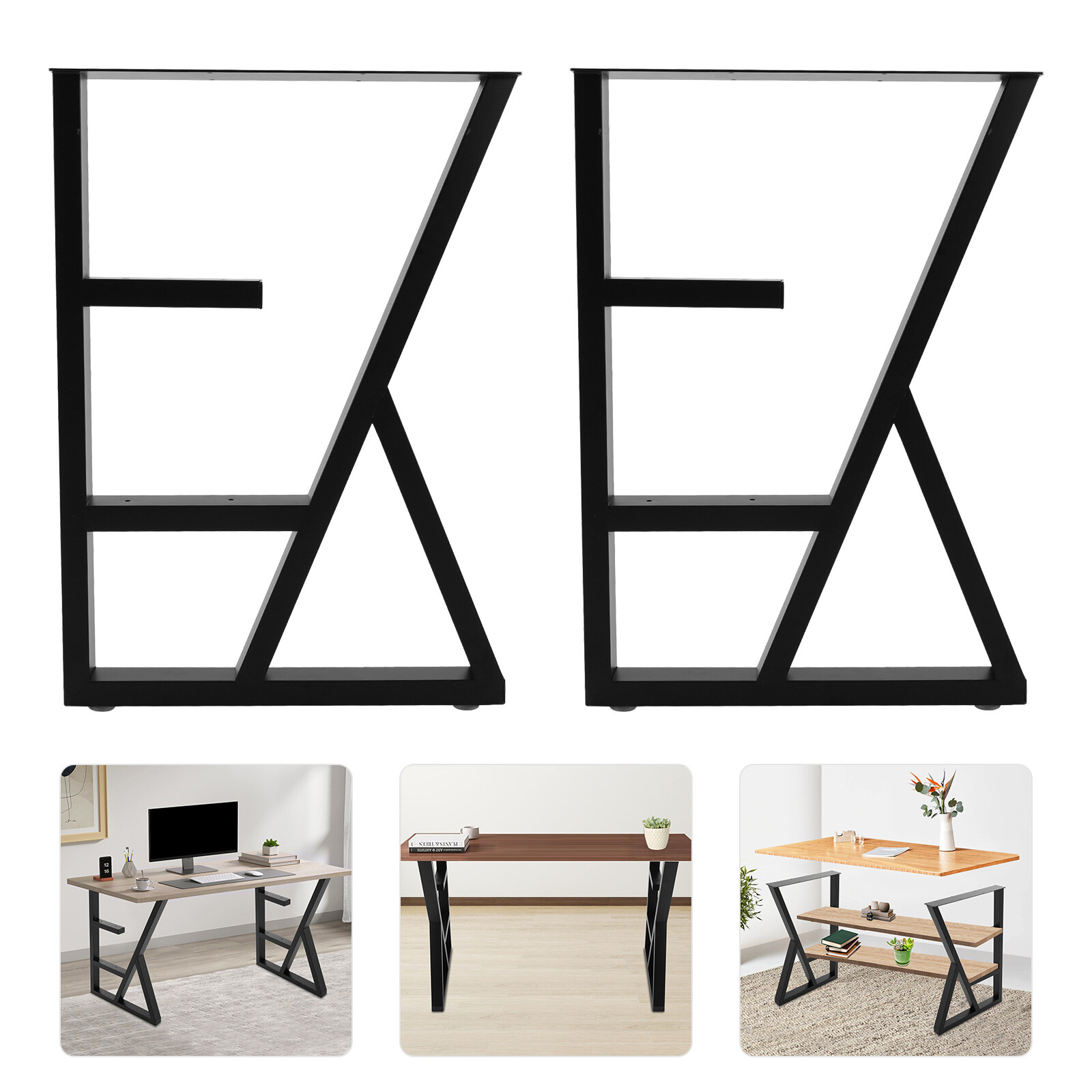 Set of 2 Industrial Black Table Leg Desk Legs Heavy Duty Furniture Legs 28