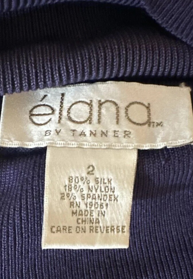 Elana By Tanner Silk Blend Ribbed Knit Turtleneck Top Cobalt Blue Sz 2 See Meas