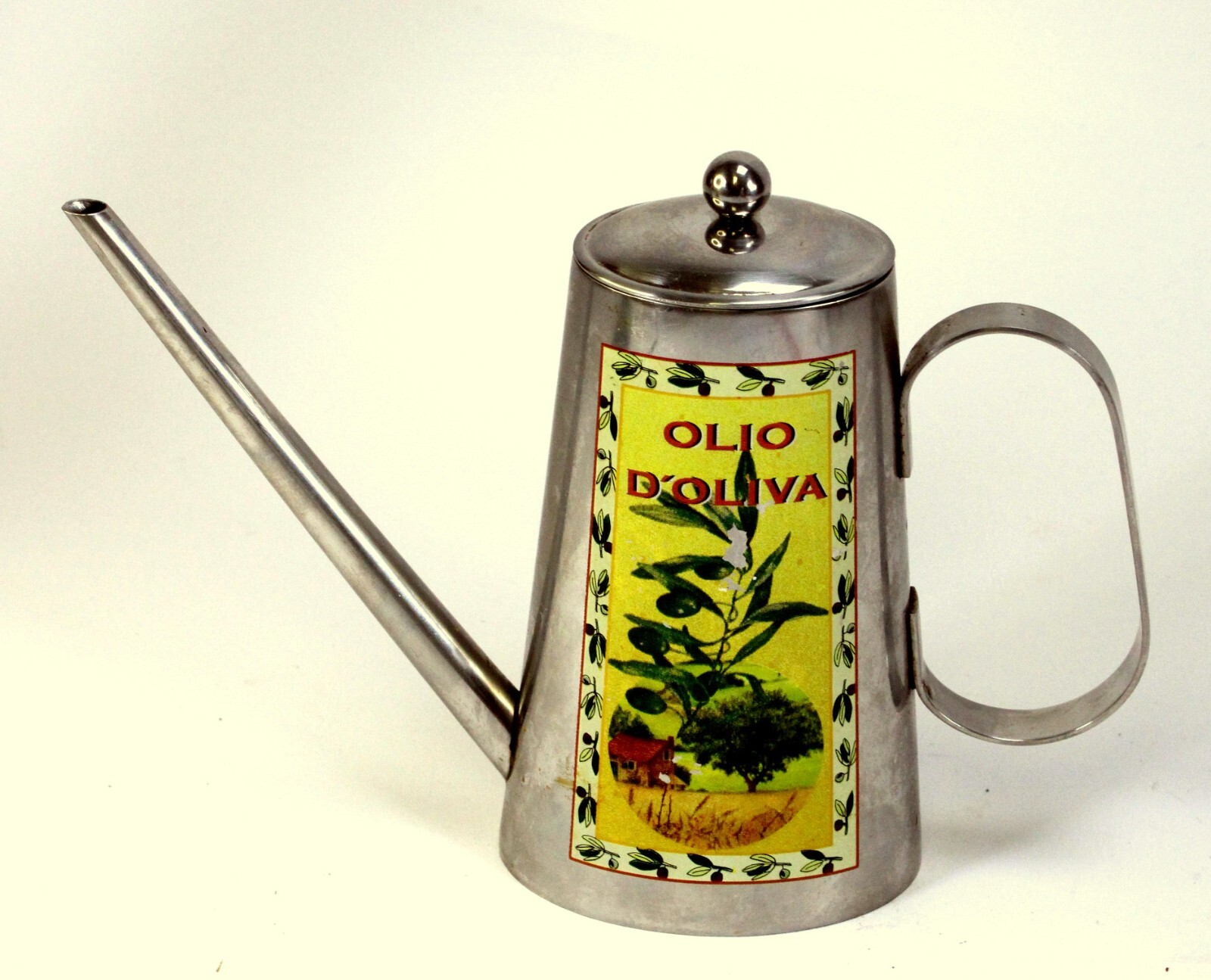 Olivenoel Kännchen Edelstahl Deckel "Olio d´ Oliva" Ölkännchen TCM