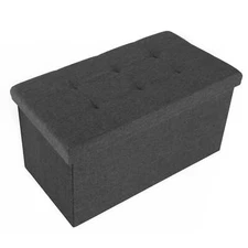 Seville Classics Foldable Storage Bench Ottoman non-woven Polyester,Charcoal Gra
