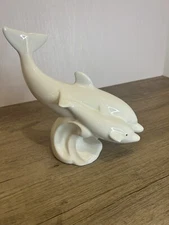 Vintage Rosgill Matchmaker Staffordshire Dolphin and Baby Figurine Excellent