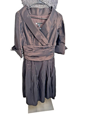 NWOT JS Boutique Taffeta Pleated Dress Brownish Size 4