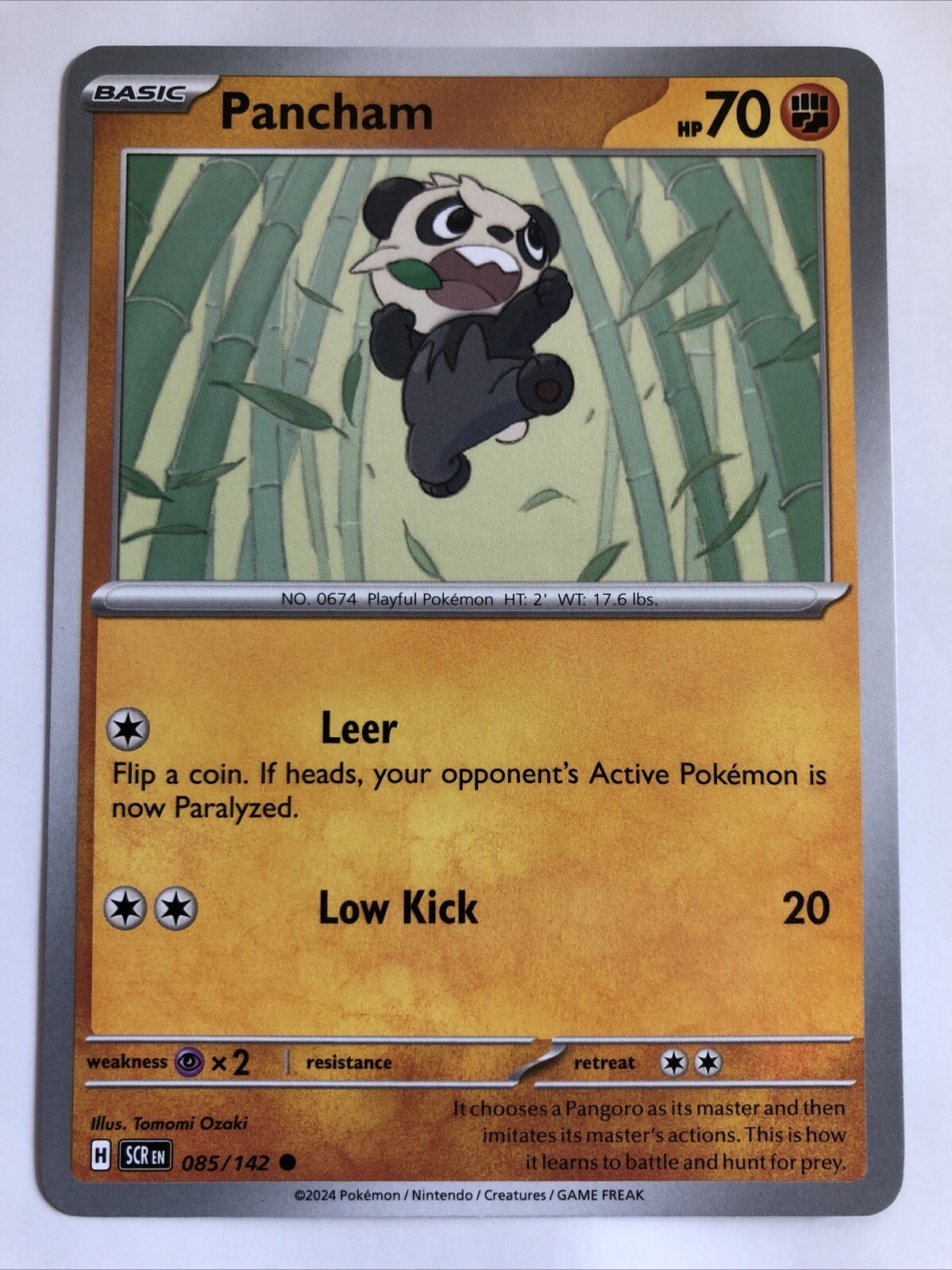 Pokémon TCG Stellar Crown Pancham 085/142 NM