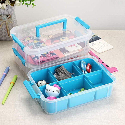 3 Layer Stack & Carry Box, Plastic Multipurpose Portable Storage Container Box H - Picture 8 of 12
