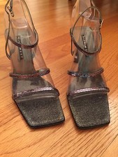 NINE WEST Black STRAPPY SEQUIN Heels/Sandals, SIZE 7 Very Rare