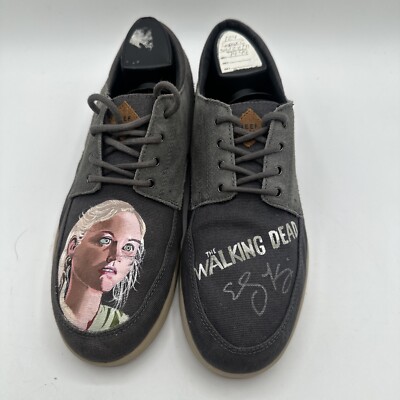 Walking Dead Custom Painted Sneakers Mens 11 Gray Reef Whaler Shoes TWD Beth