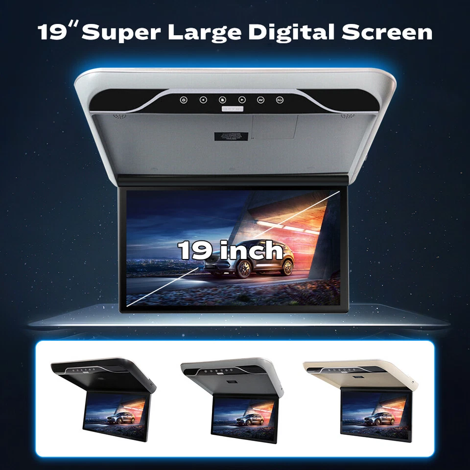 19" Screen Car roof monitor LCD TFT overhead MP5 Player Flip down built-in IR - Image 2 of 4