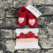 Just One You Newborn Bootie  Red Pink Heart Headband Accessories Set