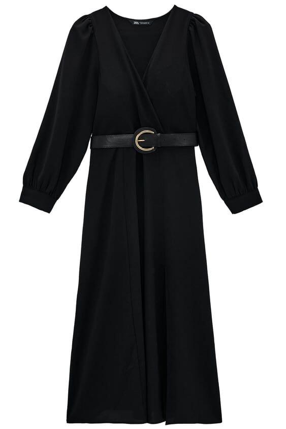 knee length dresses for ladies Zara Linen Blend Midi Dress With Belt – Heaven Couture