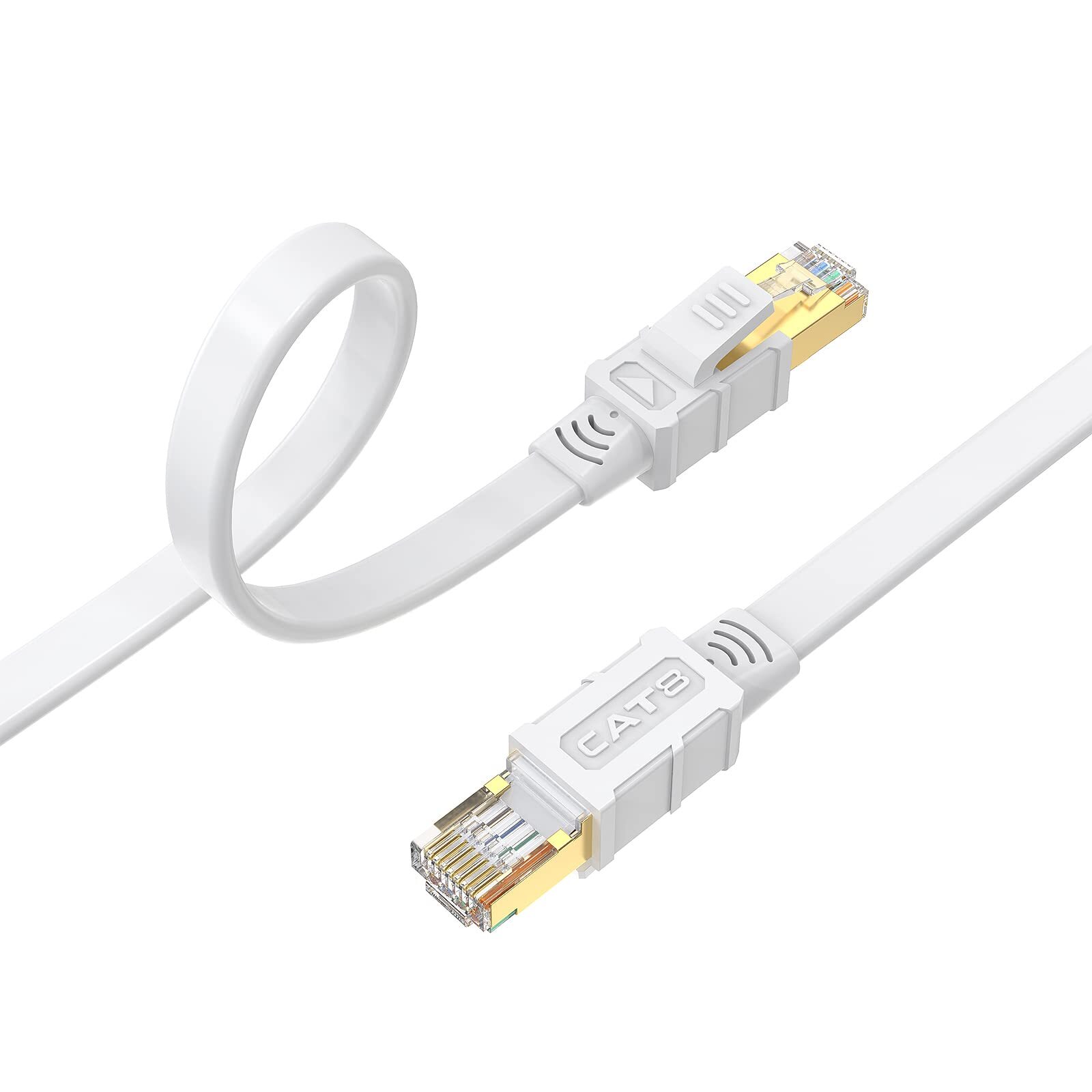 15FT Cat8 Ethernet Cable 40Gbps 2000MHz High-Speed Flat LAN Cable for Gaming-image