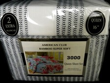 Queen Six Pieces Sheet Set Bamboo Super Soft Flat Fitted and Pillowcases 126