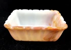 Vintage AKRO AGATE Slag Glass PLANTER Dish ORANGE Marbled SWIRL Milk Glass RARE