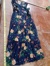 Vintage Zunie Dress Blue Floral Womens Small Sleeveless #S97