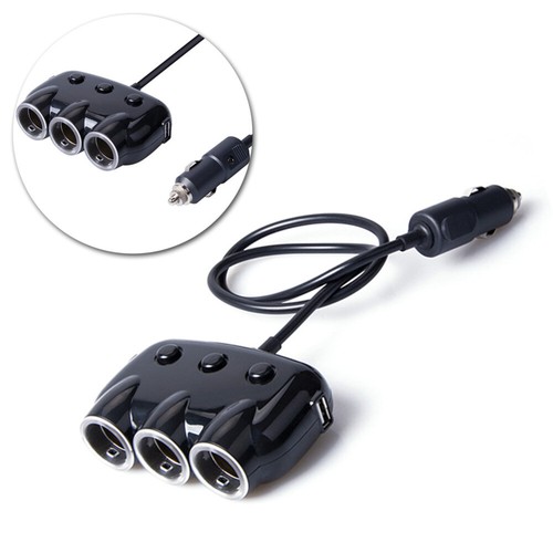 Vehicle-mounted Charger Dual USB Car Chargers Three Cigar Lighter - 第 7/11 張圖片