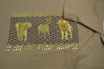 Vintage Zoo Animals Wildlife T-shirt Medium VTG 90s Elephant Zebra Lion Patch 