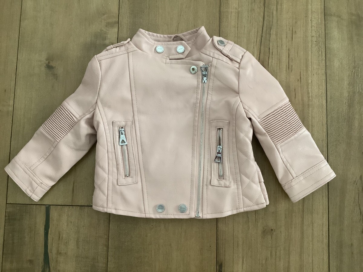 Urban Republic Faux Leather Moto Jacket Peplum Blush Rose Size 24