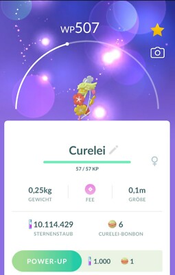   Pokémon Curelei Comfey Tauschen Pokedex #764 7. Gen. Regional Poke Alola Go 