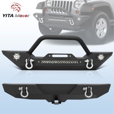 Front Rear Bumper For 2007-2018 Jeep Wrangler Jk Jku W Light Bar Winch Plate