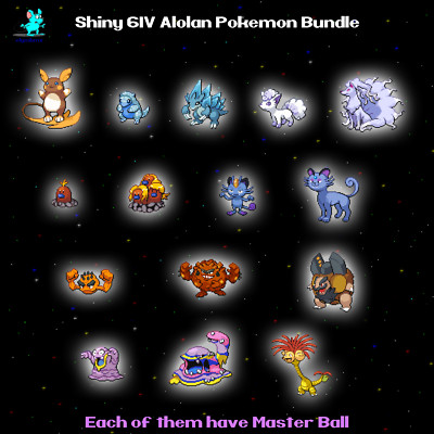 15 x   Shiny 6IV   Alolan Pokemon with Master Balls Bundle for Scarlet Violet