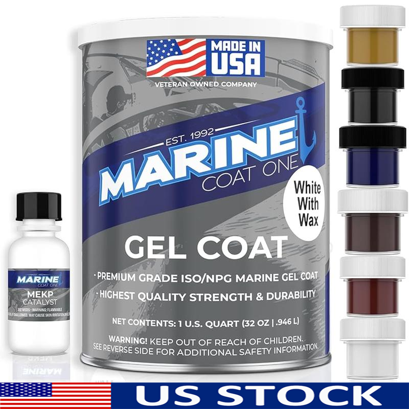 ISO NPG Gel Coat White Wax Boat Repair Kit with MEKP Catalyst - UV Resistant Fiberglass