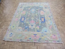 8'10 x 11'10 Hand Knotted Gray Colorful Modern Oushak Oriental Rug G15600