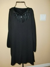 Women~Made in USA~V-NECK~2 Slits on a Long Sleeves~Lined Tunic Dress size M~CUTE