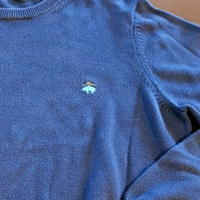 BROOK BROTHERS Crewneck Sweater Mens M Supima Cotton W Logo Blue